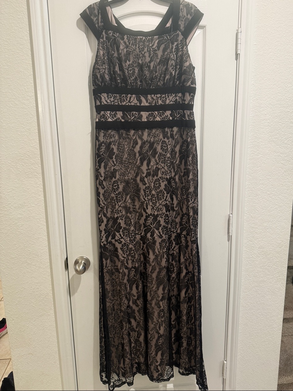 Signature by Sangria Black Lace Overlay Maxi Dress